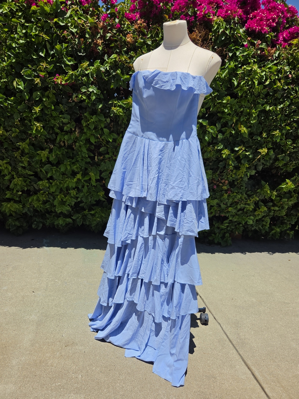 Oh Polly Tiered Ruffle Maxi Dress US 2 Strapless Corset Luxury Style New